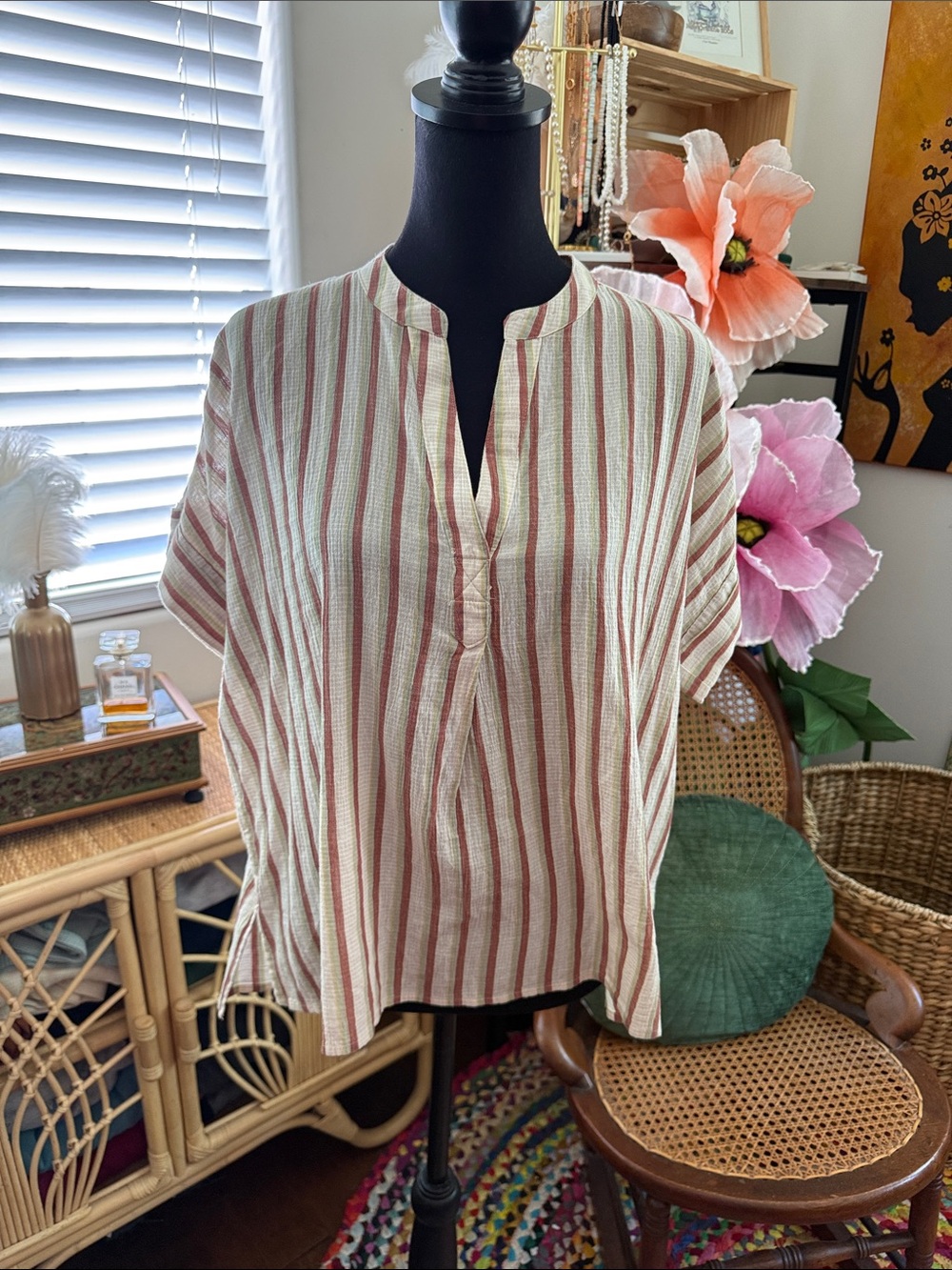 Madewell Manila Stripe Crinkle Cotton Lakeline Popover Shirt